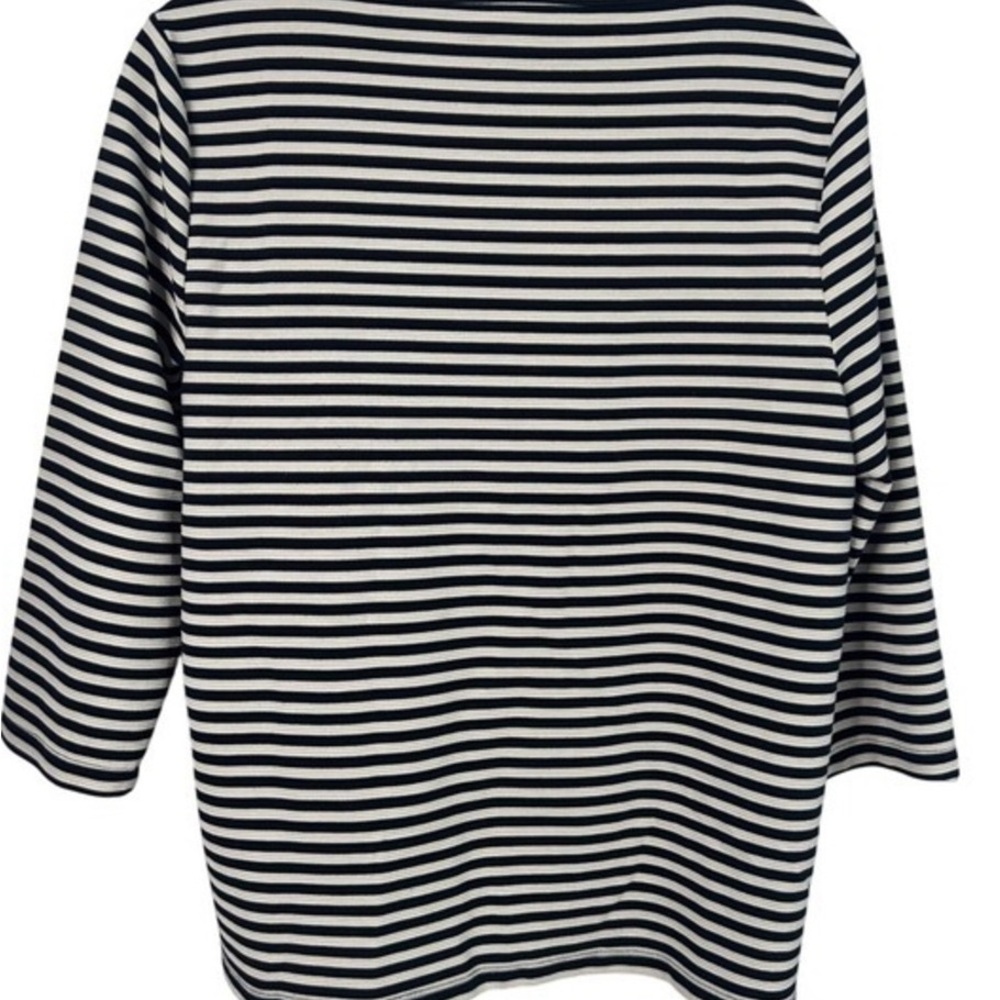 Women's Black & White Striped Long Sleeve Tee